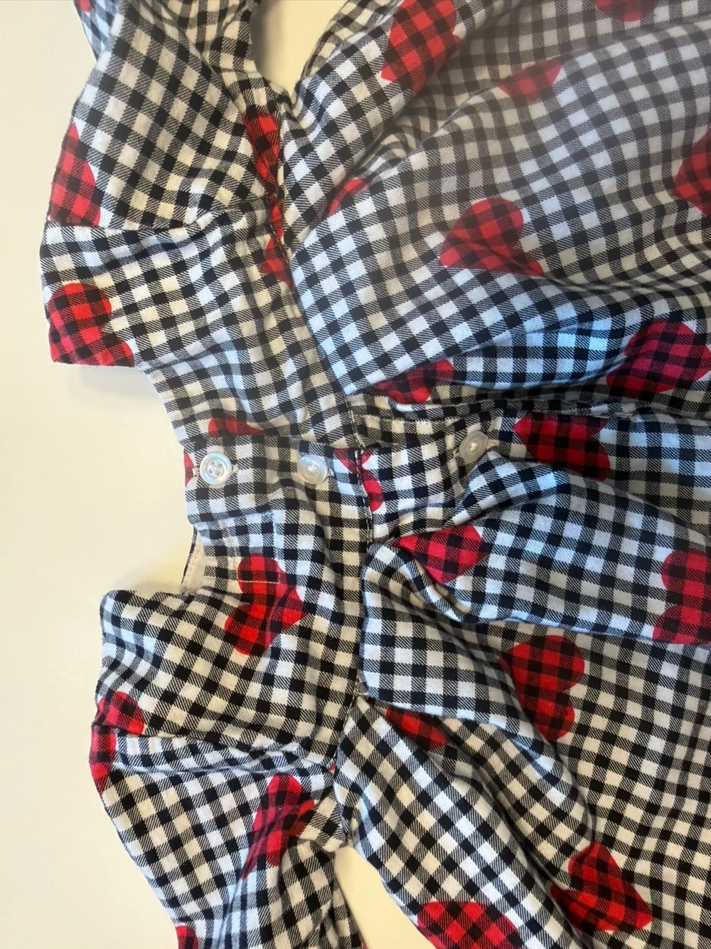 GAP 6-12 months Kids Black & White Gingham Dress with Red Hearts